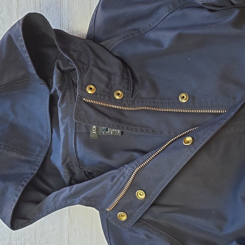 J Crew Navy Zip Belted Trench Size Small - Picture 3 of 14